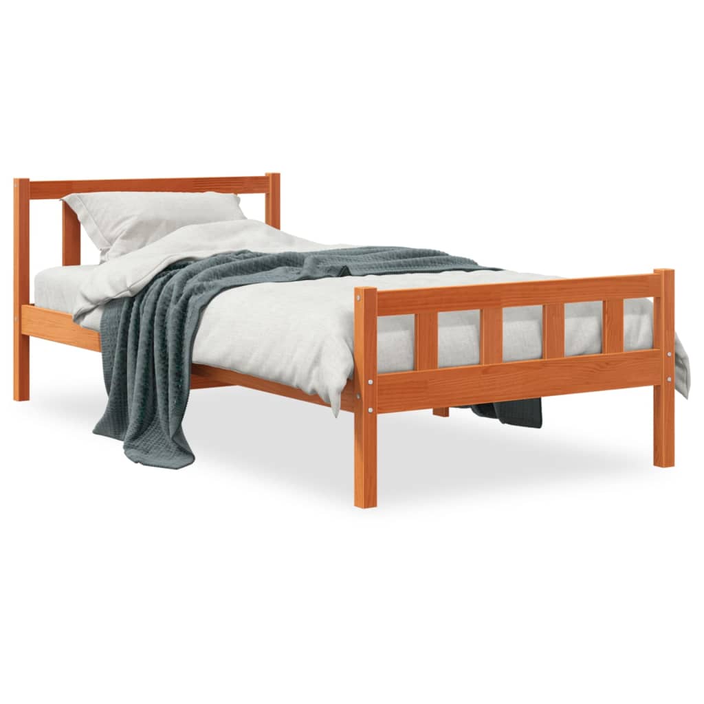 Letto senza Materasso Marrone Cera 90x190 cm in Legno di Pino - homemem39