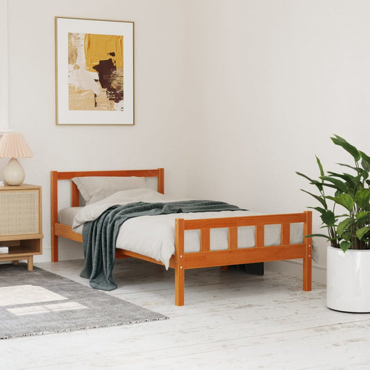 Letto senza Materasso Marrone Cera 90x190 cm in Legno di Pino - homemem39
