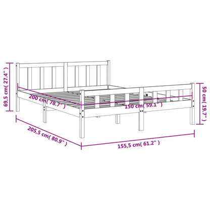 Letto senza Materasso Marrone Cera 150x200 cm in Legno di Pino - homemem39