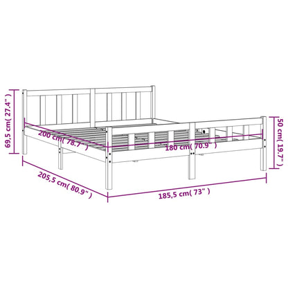 Letto senza Materasso Marrone Cera 180x200 cm in Legno di Pino - homemem39