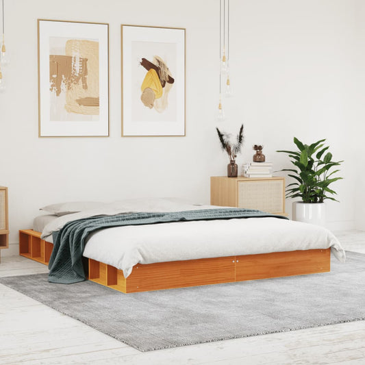 Letto senza Materasso Marrone Cera 150x200 cm in Legno di Pino - homemem39