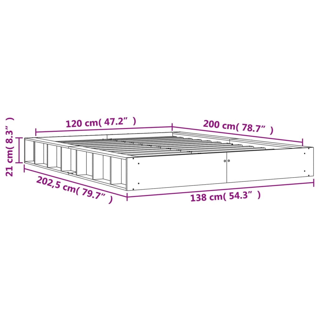 Letto senza Materasso Marrone Cera 120x200 cm in Legno di Pino - homemem39