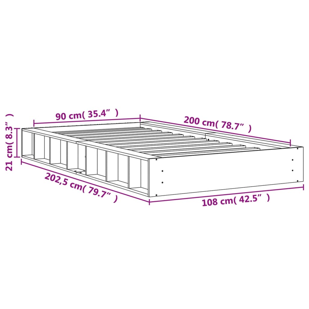 Letto senza Materasso Marrone Cera 90x200 cm Legno di Pino - homemem39
