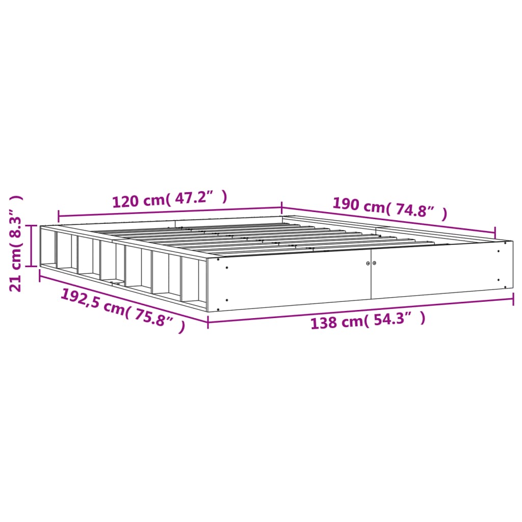 Letto senza Materasso Marrone Cera 120x190 cm in Legno di Pino - homemem39