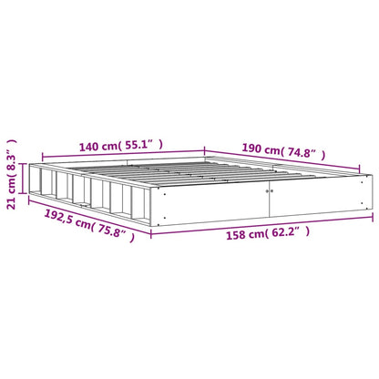Letto senza Materasso Marrone Cera 140x190 cm in Legno di Pino - homemem39