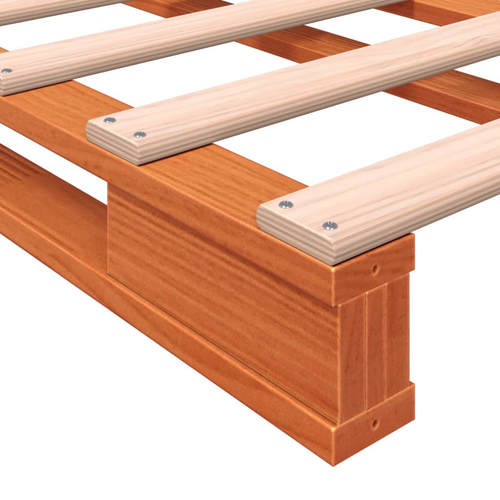 Letto Pallet Marrone Cera 180x200 cm in Legno Massello di Pino - homemem39