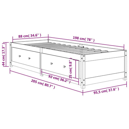 Dormeuse senza Materasso Marrone Cera 90x200 cm Legno di Pino - homemem39
