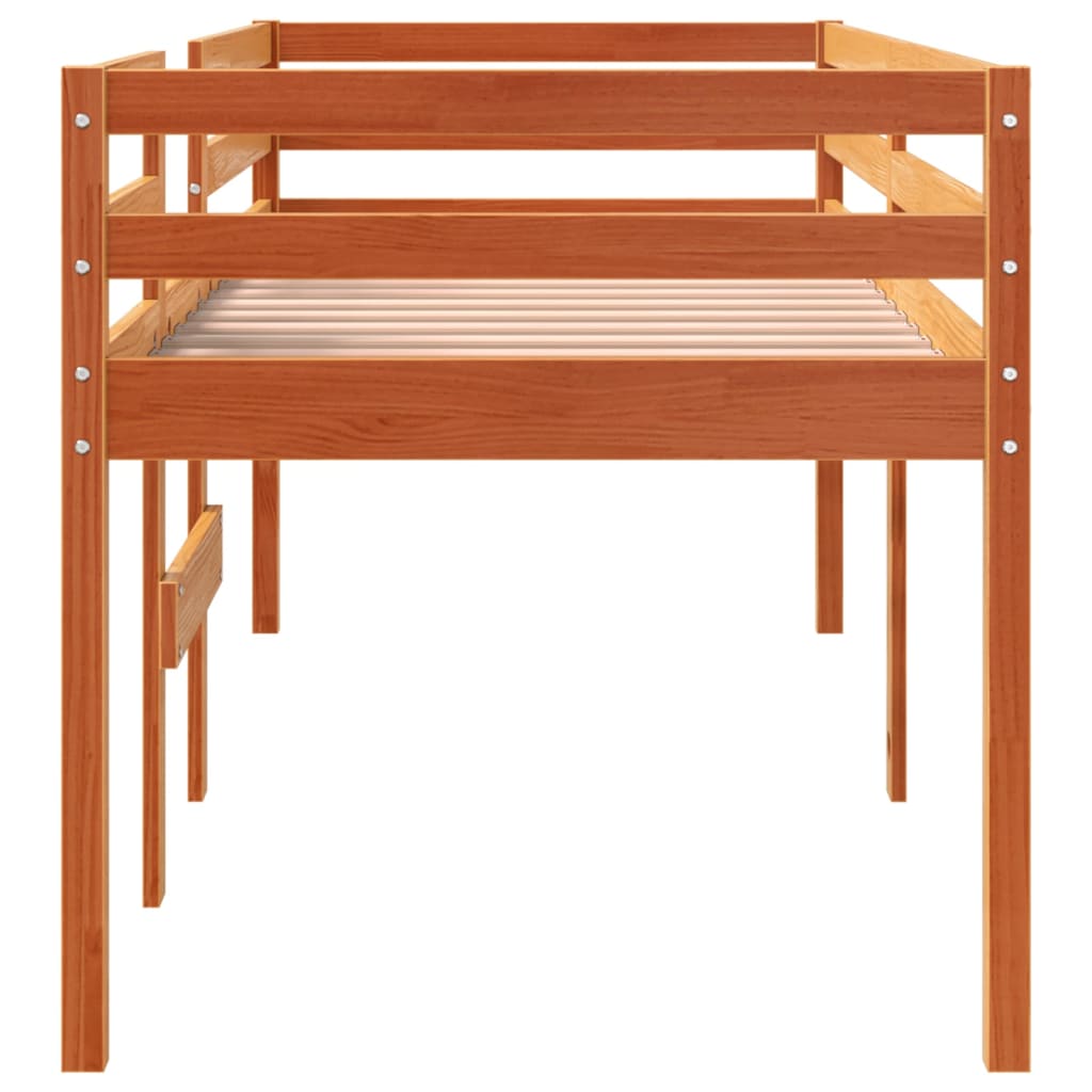 Letto a Soppalco Marrone Cera 90x200 cm Legno Massello di Pino - homemem39