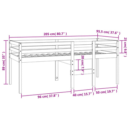 Letto a Soppalco Marrone Cera 90x200 cm Legno Massello di Pino - homemem39