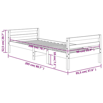 Letto senza Materasso Marrone Cera 90x200 cm Legno di Pino - homemem39
