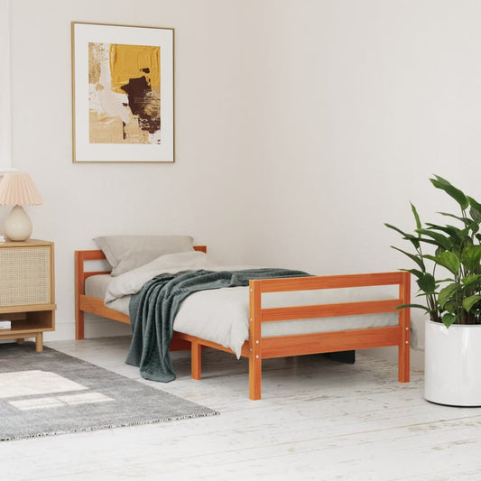 Letto senza Materasso Marrone Cera 90x200 cm Legno di Pino - homemem39