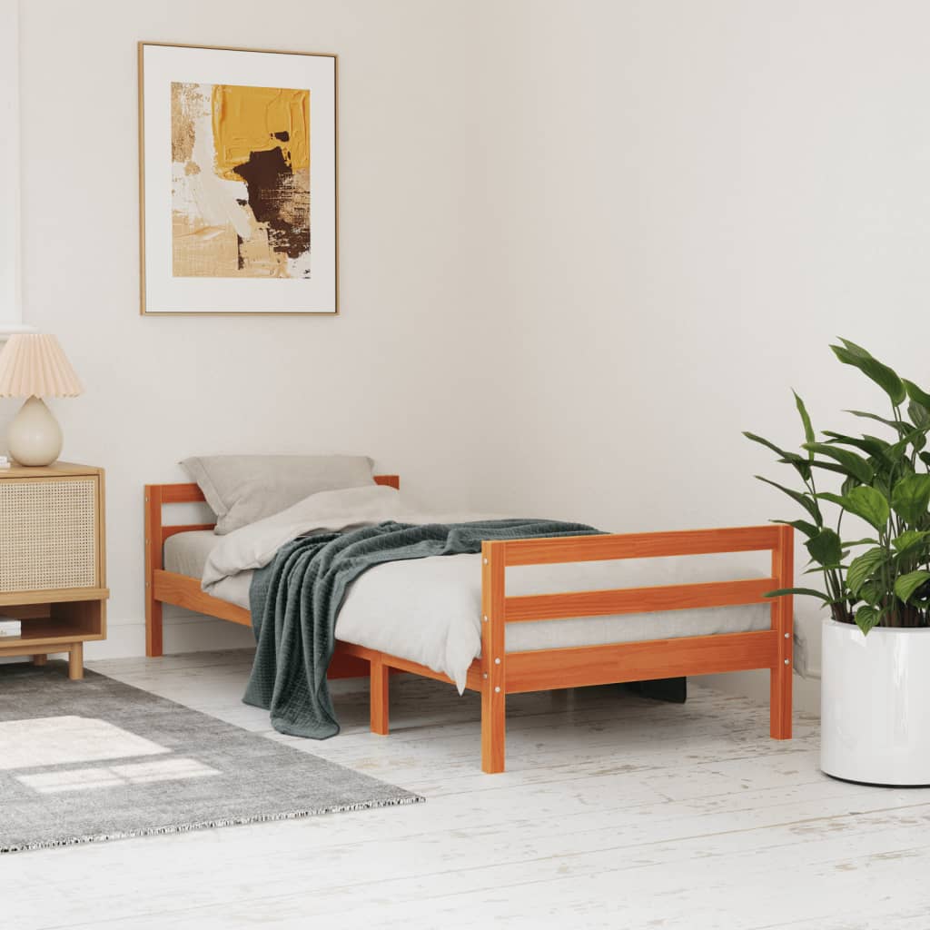 Letto senza Materasso Marrone Cera 90x190 cm in Legno di Pino - homemem39