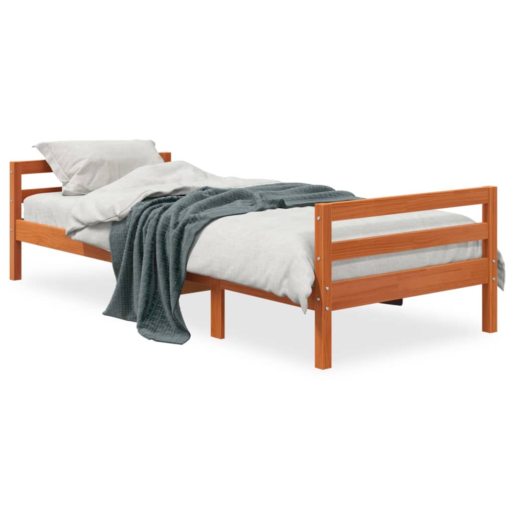 Letto senza Materasso Marrone Cera 75x190 cm in Legno di Pino - homemem39