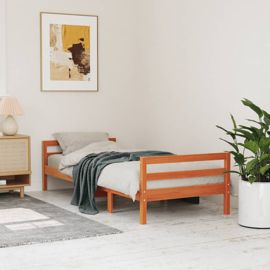 Letto senza Materasso Marrone Cera 75x190 cm in Legno di Pino - homemem39