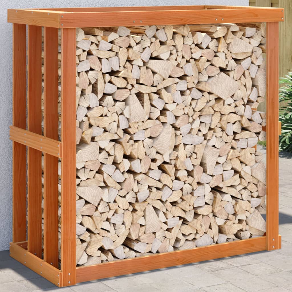 Portaceppi da Esterno Marrone Cera Legno Massello di Pino - homemem39