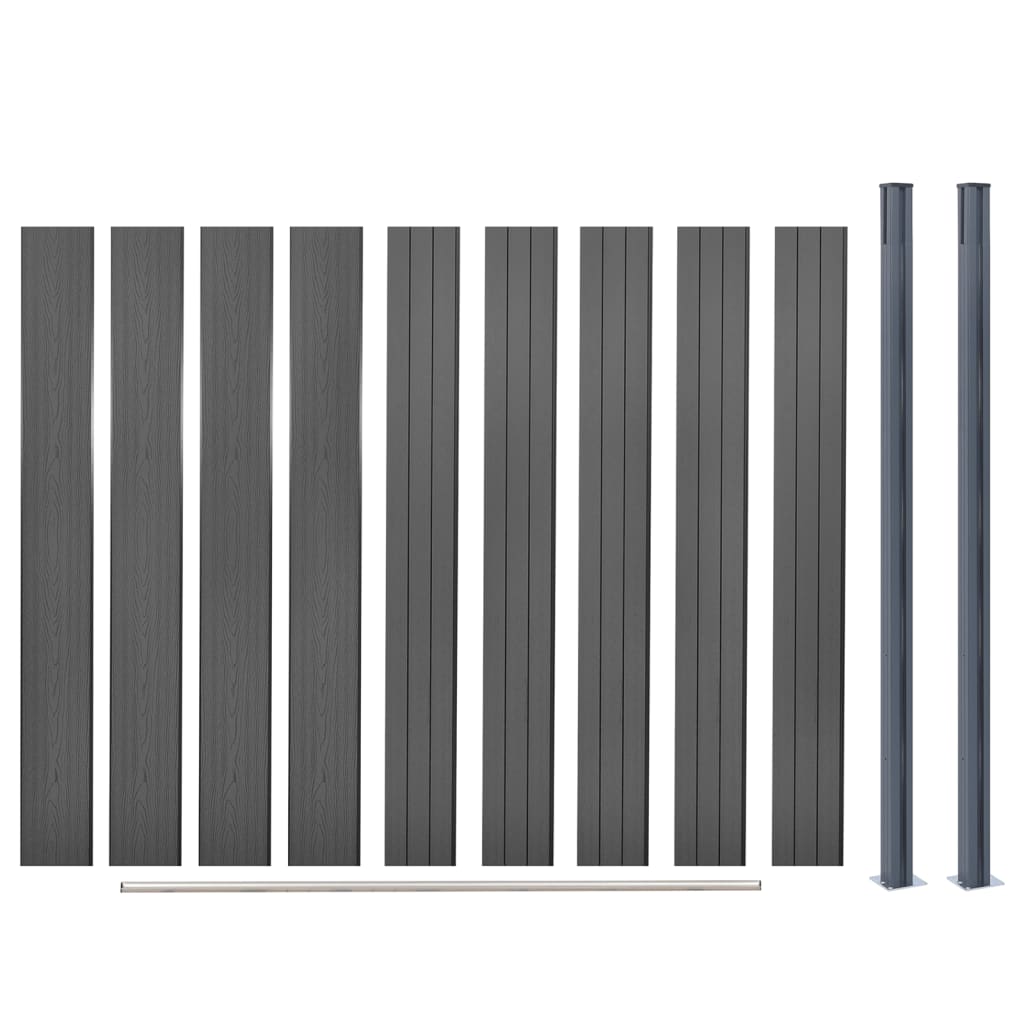 Set Pannello di Recinzione Grigio 180x186 cm in WPC | homemem39