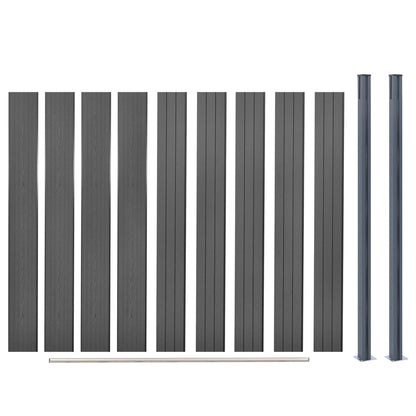 Set Pannello di Recinzione Grigio 180x186 cm in WPC | homemem39