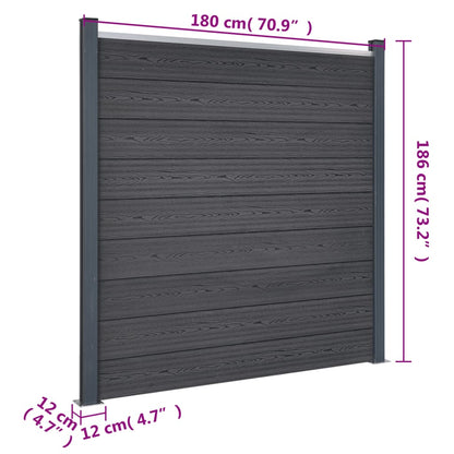Set Pannello di Recinzione Grigio 180x186 cm in WPC | homemem39