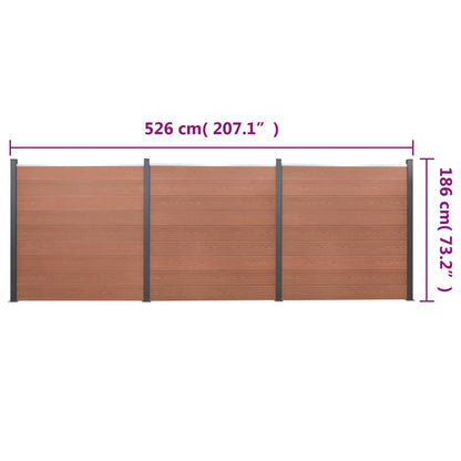 Set Pannello di Recinzione Marrone 526x186 cm in WPC | homemem39