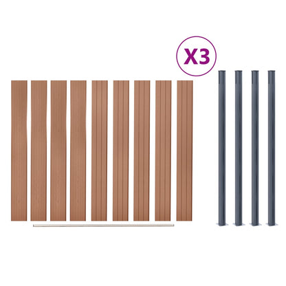 Set Pannello di Recinzione Marrone 526x186 cm in WPC | homemem39