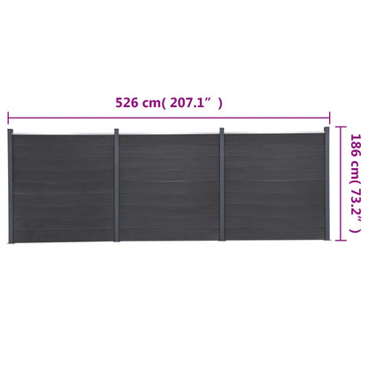 Set Pannello di Recinzione Grigio 526x186 cm in WPC | homemem39