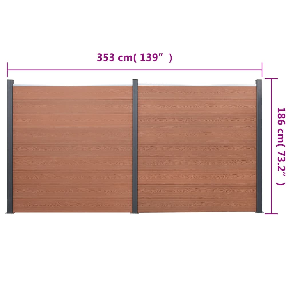 Set Pannello di Recinzione Marrone 353x186 cm in WPC | homemem39