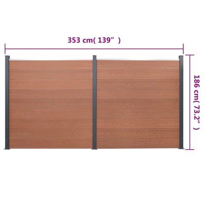 Set Pannello di Recinzione Marrone 353x186 cm in WPC | homemem39