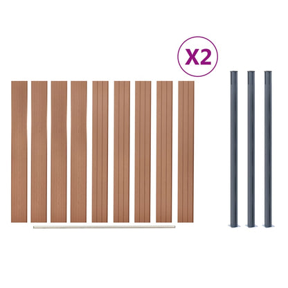 Set Pannello di Recinzione Marrone 353x186 cm in WPC