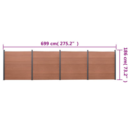 Set Pannello di Recinzione Marrone 699x186 cm in WPC | homemem39