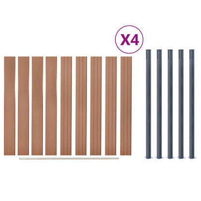 Set Pannello di Recinzione Marrone 699x186 cm in WPC