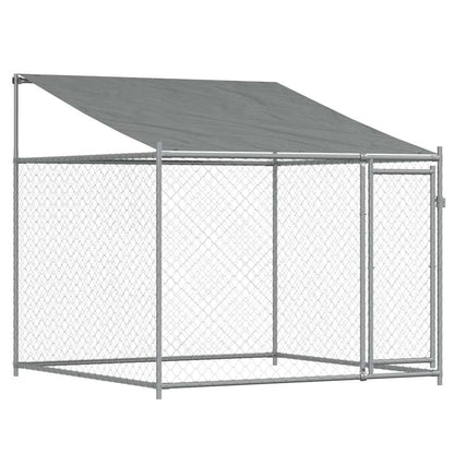 Gabbia Cani con Tetto e Porta Grigia 2x2x2 m in Acciaio Zincato | homemem39