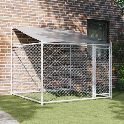 Gabbia Cani con Tetto e Porta Grigia 2x2x2 m in Acciaio Zincato | homemem39