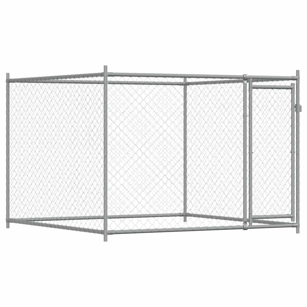 Gabbia per Cani con Porta Grigia 2x2x1,5 m in Acciaio Zincato | homemem39