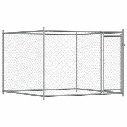 Gabbia per Cani con Porta Grigia 2x2x1,5 m in Acciaio Zincato | homemem39