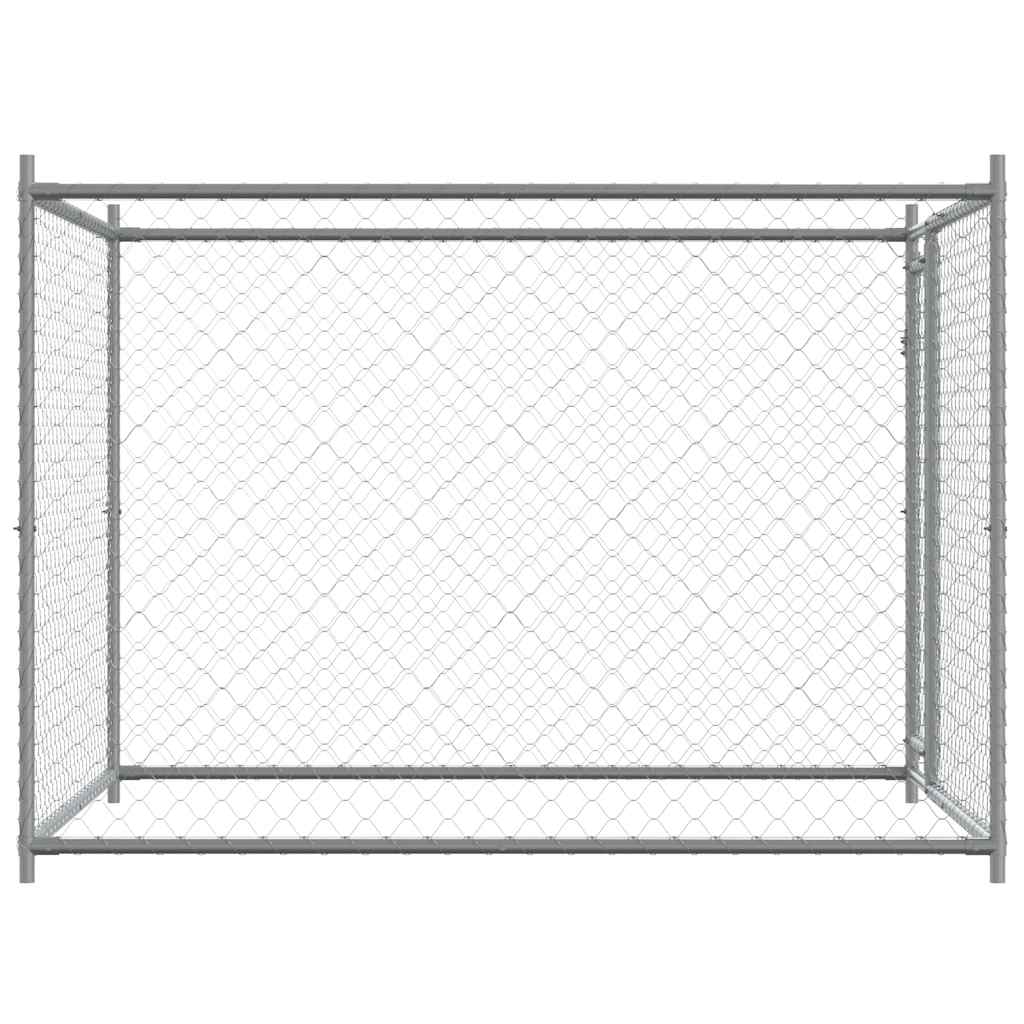 Gabbia per Cani con Porta Grigia 2x2x1,5 m in Acciaio Zincato | homemem39