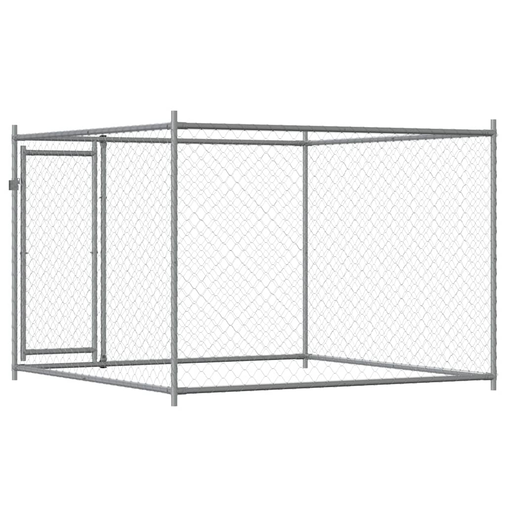 Gabbia per Cani con Porta Grigia 2x2x1,5 m in Acciaio Zincato | homemem39