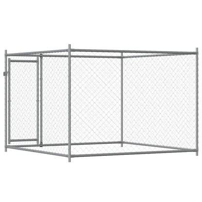 Gabbia per Cani con Porta Grigia 2x2x1,5 m in Acciaio Zincato | homemem39