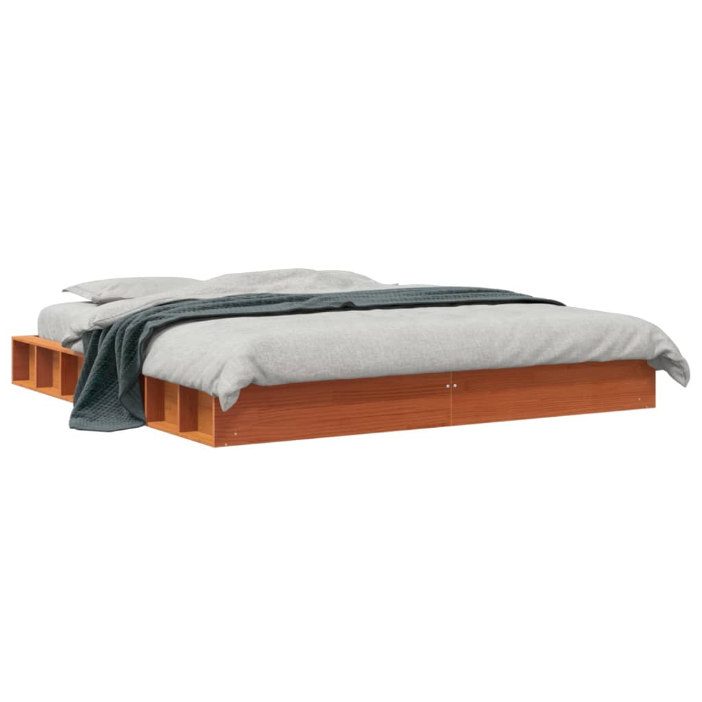Giroletto senza Materasso Marrone Cera 200x200 cm Legno di Pino | homemem39