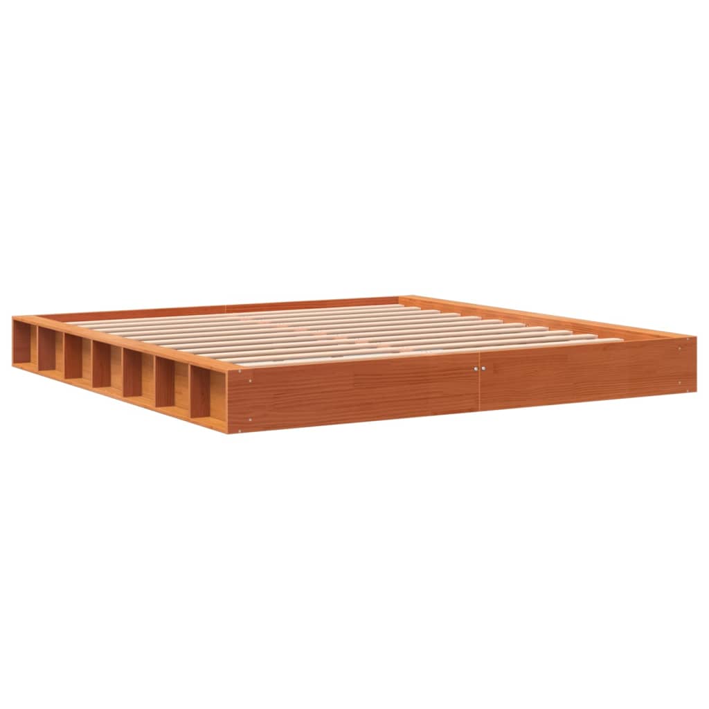 Giroletto senza Materasso Marrone Cera 200x200 cm Legno di Pino | homemem39