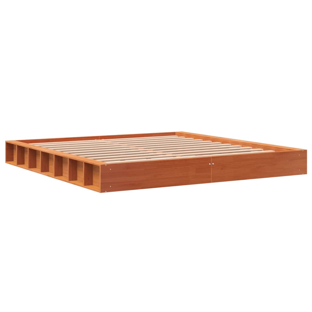 Giroletto senza Materasso Marrone Cera 200x200 cm Legno di Pino | homemem39