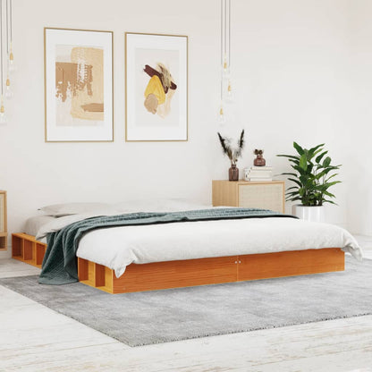 Giroletto senza Materasso Marrone Cera 200x200 cm Legno di Pino | homemem39