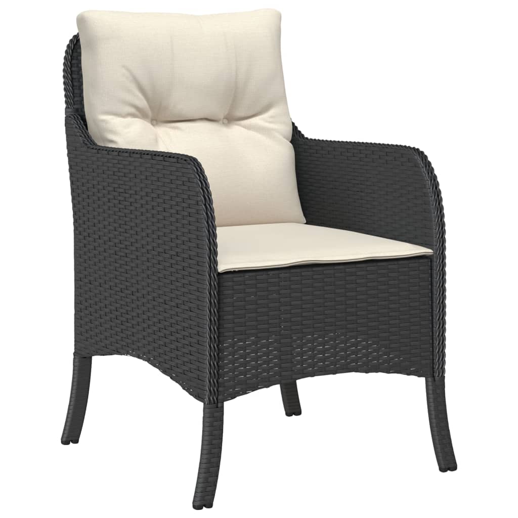 Set da Pranzo da Giardino 7 pz Nero con Cuscini in Polyrattan | homemem39