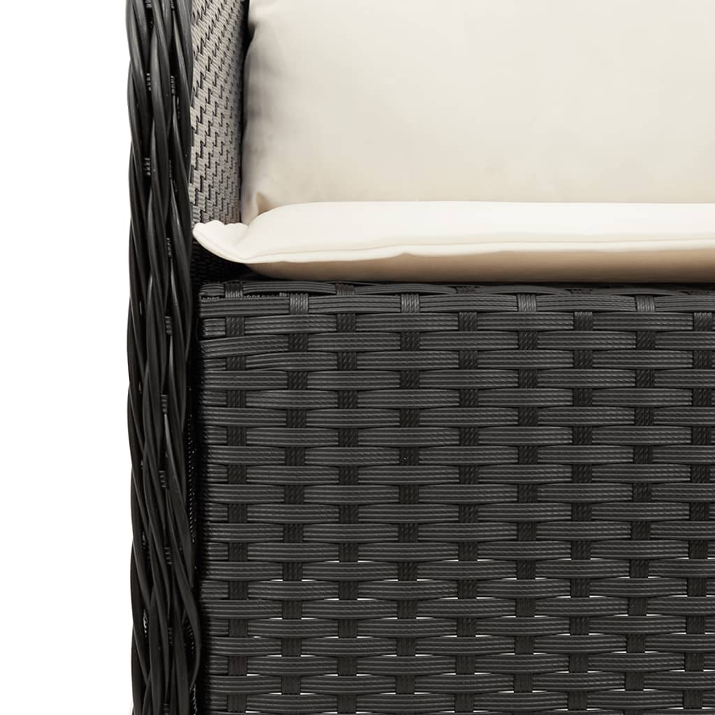Set da Pranzo da Giardino 7 pz Nero con Cuscini in Polyrattan | homemem39