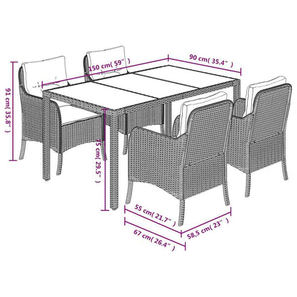 Set da Pranzo da Giardino 5 pz Nero con Cuscini in Polyrattan | homemem39