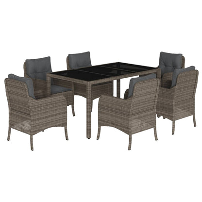 Set da Pranzo da Giardino 7 pz con Cuscini in Polyrattan Grigio - homemem39