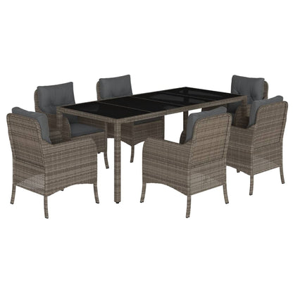 Set da Pranzo da Giardino 7 pz con Cuscini in Polyrattan Grigio | homemem39