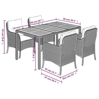 Set da Pranzo da Giardino 5 pz Nero con Cuscini in Polyrattan | homemem39