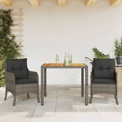 Set da Pranzo da Giardino 3 pz con Cuscini in Polyrattan Grigio | homemem39