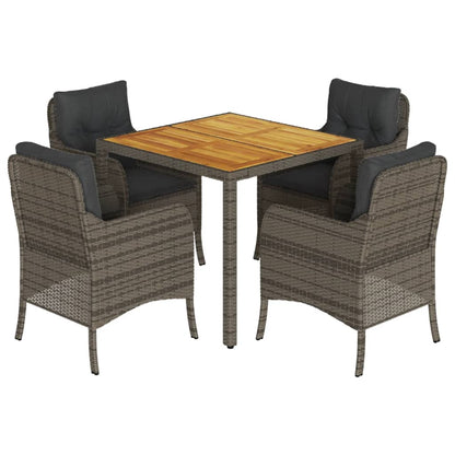 Set da Pranzo da Giardino 5 pz con Cuscini in Polyrattan Grigio | homemem39