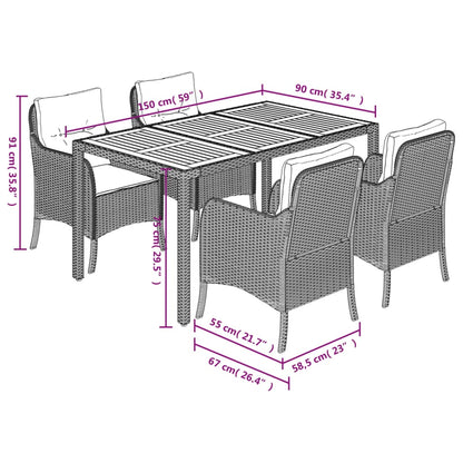 Set da Pranzo da Giardino 5 pz con Cuscini in Polyrattan Grigio | homemem39